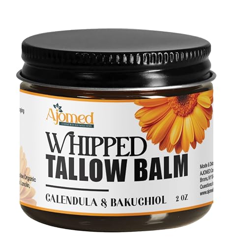 Whipped Beef Tallow for skin Moisturizer with calendula and bakuchiol oil | beef tallow for skin care - handmade grass-feed Frankinsence tallow face cream- organic facial balm (Frankincense)