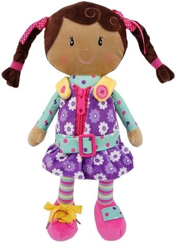 Sugar Snap Plush Learn to Dress Doll for Toddlers - 15" - Doll for 2 Year Old Girl - Montessori Doll