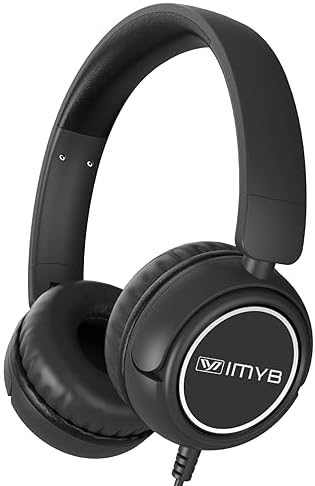Kids Headphones Wired, Stereo Foldable Tangle-Free 3.5mm Jack Adjustable On-Ear Headphones for Kids/Toddlers/Children/Teens/Boys/Girls/School/Ipad/Tablet/Kindle/Phones/Travel/Plane (Black)