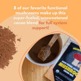 8-Mushroom Hot Cacao Mix by Malama, Organic Fruiting Body Mushroom Blend featuring Lion's Mane, Reishi, Cordyceps, Chaga, Turkey Tail, Superfood Adaptogenic Unsweetened Mushroom Cacao Mix