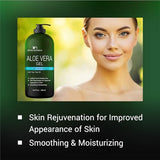 Aloe vera Gel - from 100% Pure Organic Aloe Infused with EGF, Stem Cell, Rosemary Oil - Natural Raw Moisturizer for Face, Body, Hair. Perfect for Sunburn, Acne, Razor Bumps 16.9 fl oz