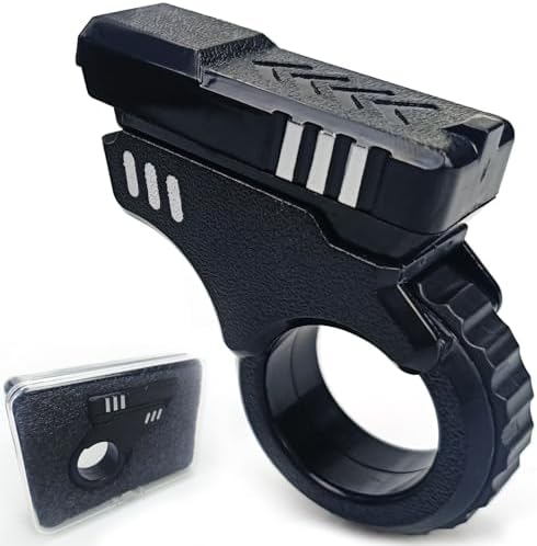 Fidget Gun Fidget Toy Gun Fidget Slider, Enhanced Feel Stress Relief Relax EDC Gyro Finger Toy Fidget Ring Fingertip Textured Spinner Flip ASMR ADHD 3+ (Black Sliver)
