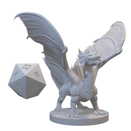 3D Printed Dragon Miniature for DND Pathfinder RPG Unpainted Resin 28mm-32mm (Brass Dragon Wyrmling)
