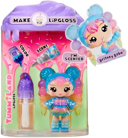 Yummiland Lip Gloss Doll - Britney Boba, with DIY Lip Gloss Kit, Ages 4+