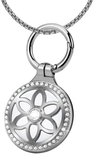 Airtag Necklace for Kids,Girls,Adults,Metal Badge Airtag Necklace,Airtag Watch Necklace,29in Adjustable Alloy Necklace with Airtag Holder for Apple Air Tag
