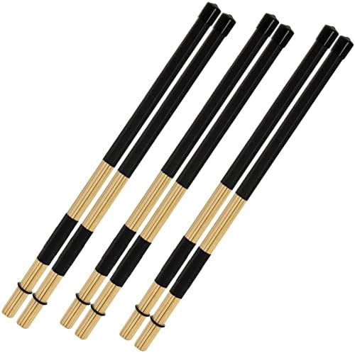 YOUEON 3 Pair 16 Inch Bamboo Hot Rods Drumsticks, 5A Jazz Drum Sticks Constructed of 19 Bamboo Dowels, Rods Drum Brushes for Jazz, Folk, Small Venue and Acoustic Performance