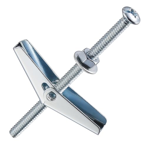 (100 pcs) 3/16" Heavy Duty Drywall Anchors and Screws,Toggle Bolts and Wing Nuts Set, Hollow Drywall Anchors Bolts Screws Assortment Kit for Hanging Lamps Heavy Items