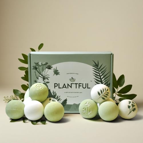 Plantful™ Natural Organic Handmade Bath Bombs,12 Gift Sets, Aromatherapy, Moisturize, Essential Oils, Bubble Bath for Kids, Perfect Gifts for Men and Women, Kindness Self Care, Valentine's Day Gifts