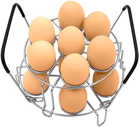 Stackable Egg Steamer Rack, BiaoGan Egg Cooking Rack with Heat Resistant Silicone Handles Compatible with Instant Pot Accessories 6,8 Quart, 14 Eggs Multipurpose Steamer Rack Trivet