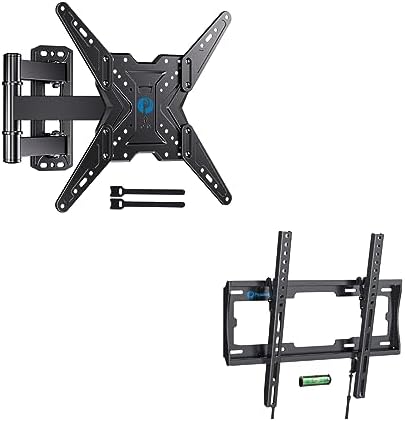 Pipishell Full Motion TV Wall Mount for Most 26-60 inch TVs with Swivel, Tilt, Extension, Single Stud Articulating TV Mount Bracket,8° Tilting for Anti-Glaring, Fits 8-16 inch Wood Stud