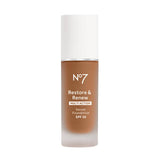 No7 Restore & Renew Multi Action Serum Foundation - Amber - Liquid Foundation Makeup with Vitamin C, Vitamin E & Collagen for Face - Beauty Skin Serum Formula with Medium Coverage (30ml)