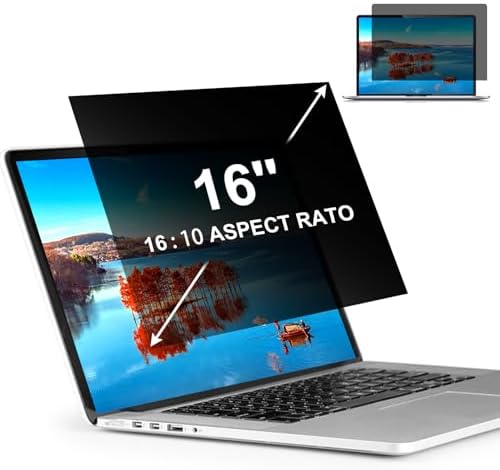 16 inch 16:10 Laptop Privacy Screen Protector, Privacy Filter Screen Protector for 16" Laptops, Anti Peek and Glare Privacy Screen Protector for Lenovo, HP, Dell, ASUS