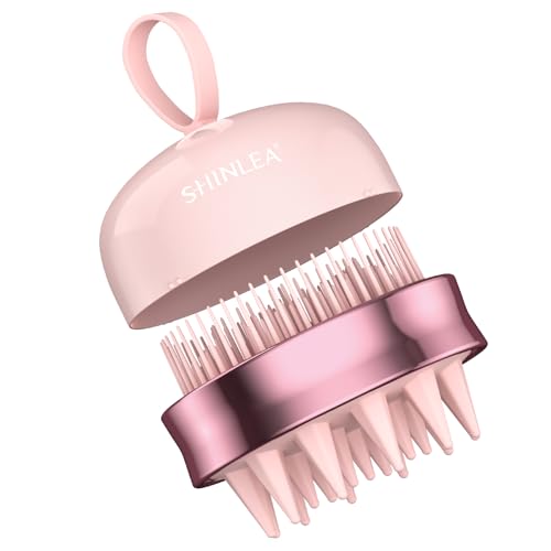 2 in 1 Scalp Massager Shampoo Brush with Soft Silicone Bristles for Hair Growth and Dandruff Removal, Hair Brush Head Massager Scalp Scrubber Exfoliator for Both Wet and Dry Use (Pink)
