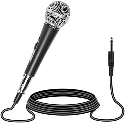 Acoustify AC300 Wired Dynamic Cardioid Microphone for Singing, Karaoke & Vocals Sound, 16ft XLR to 1/4" Cable, Steel Mesh Grille, Pop Filter, and Carrying Bag