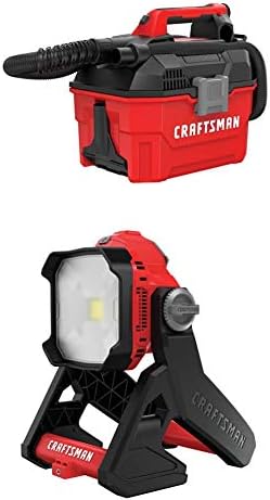Craftsman V20 Cordless Shop Vac, 2 Gallon, Wet/Dry with LED Work Light, Tools Only (CMCV002B & CMCL030B)