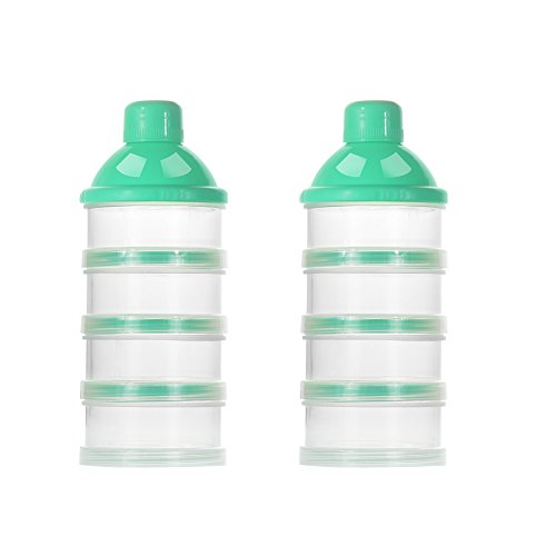 Accmor Formula Dispenser On The Go, 4 Compartments Stackable Formula Container for Travel, Baby Milk Powder Kids Snack Container, BPA Free ﻿