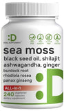 Irish Sea Moss 7000mg Per Serving, 240 Veggie Capsules – 14 Superfood Complex – 3000mg Black Seed Oil, 2000mg Ashwagandha, 600mg Ginger, 5000mg Shilajit, 600mg Bladderwarck, Turmeric, Noni & More