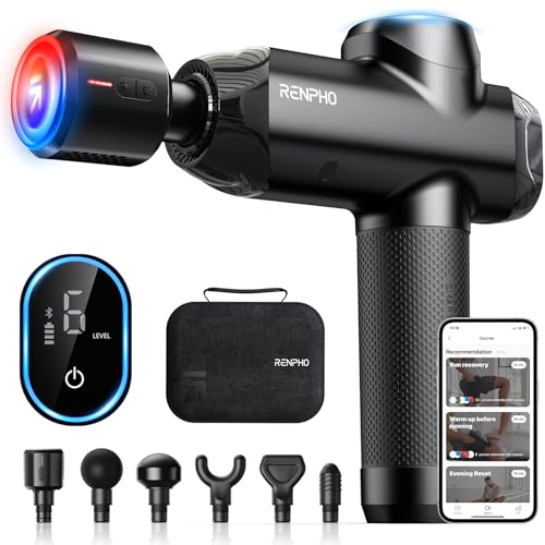 RENPHO Massage Gun Deep Tissue with Heat and Cold, FSA HSA Eligible Percussion Muscle Massage Gun Bluetooth, Electric Handheld Massager Gun, Gifts for Women/Men - Power+ Thermacool
