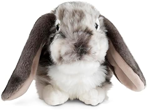Living Nature Grey Dutch Lop Eared Rabbit Stuffed Animal | Fluffy Rabbit Animal | Soft Toy Gift for Kids | 10 inches