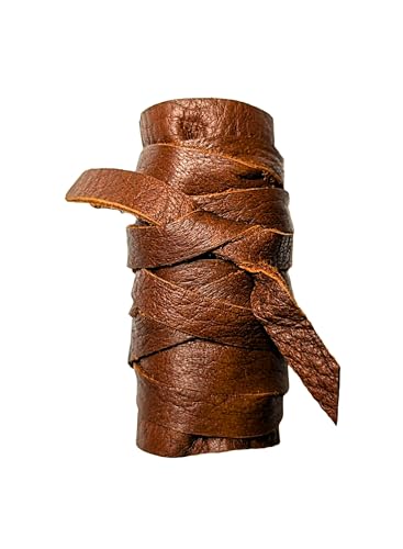 Leather Hair Wrap, Ponytail Wrap, Ponytail Holder, Hair Tie, Men's Viking Hair Wrap Warrior Style (Large, Medium Brown)