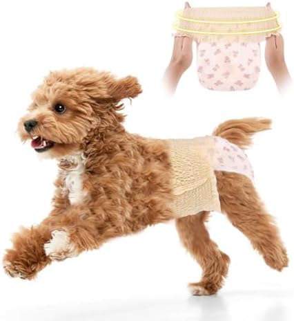 Dog Diapers Female, Disposable Diapers for Female Dog with Stretchy Waist, Pull Up Puppy Wraps for Doggie in Heat Period Super Absorbent Leak-Proof Doggy Diaper for Dogs 30PCS (M)