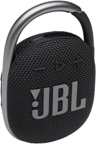 JBL Clip 4 - Portable Bluetooth speaker with a built-in battery, IP67 waterproof and dustproof, Compact size and great sound. - Black (Renewed)