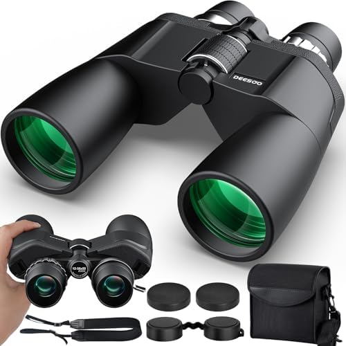 12-36x50 HD Binoculars for Adults - High Powered Binoculars with Clear Low Light Vision for Bird Watching - Zoom Binoculars with Large View for Hunting Cruise Ship Travel Hiking Opera