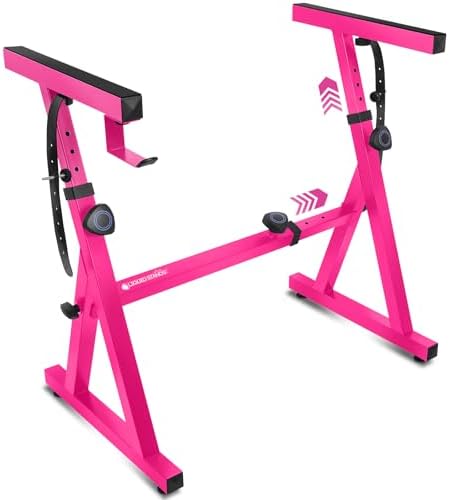 Liquid Stands Piano Keyboard Stand - Z Style Adjustable and Portable Heavy Duty Music Stand for Kids and Adults -Fits 54-88 Key Electric Pianos - Sturdy Musical Keyboard Stand (Pink)