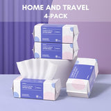 PoeticEHome Cotton Tissue Dry Wipes - Extra Thick Biodegradable Facial Cleansing Towel Disposable Wash Cloth for Makeup Cleaning 4 PACK