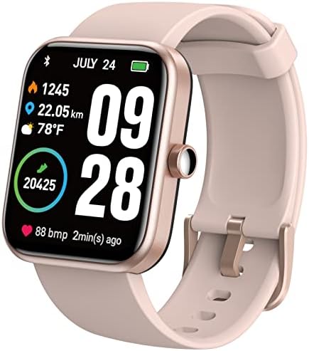 TOZO S2 44mm Smart Watch Alexa Built-in Fitness Tracker with Heart Rate and Blood Oxygen Monitor,Sleep Monitor 5ATM Waterproof HD Touchscreen for Men Women Compatible with iPhone&Android Rose Gold