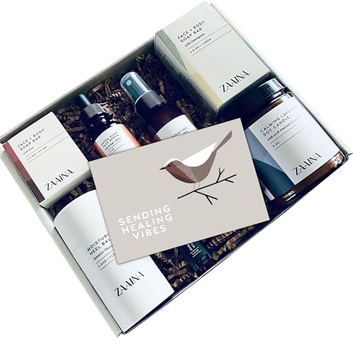 Sending Healing Vibes Spa Gift Set for Women - Luxurious Bath Gift Set, Relaxing Spa Set for Women, Pampering Body Care Set, Spa Gift Basket for Women, Home Spa Self Care Kit Gift Box - by ZAAINA