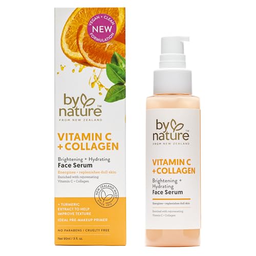 By Nature Vitamin C + Collagen Face Serum - Restore and Energize Tired Skin with Brightening Vitamin C, Plumping Collagen, Plus Texture Enhancing Turmeric - Premium Skin Care Serum for Face - 3fl. oz.