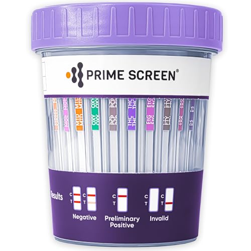 Prime Screen Urine Drug Test Cup 16 Panel Kit (AMP,BAR,BUP,BZO,COC,mAMP,MDMA,MOP/OPI,MTD,OXY,PCP,THC, ETG, FTY, TRA, K2) -[25 Pack]-CDOA-9165EFTK