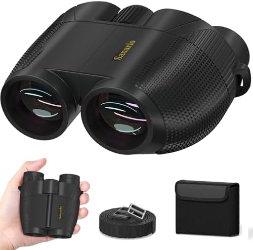10x25 Compact Binoculars for Adults and Kids, Large Eyepiece Waterproof Binocular with Low Light Vision, High Powered Easy Focus Small Binoculars for Bird Watching, Outdoor Hunting, Travel, Concerts