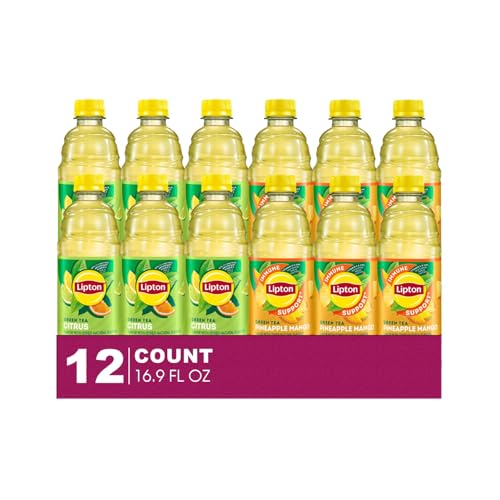 Lipton Diet 12-Pack 6 Citrus Iced Green Tea + 6 Pineapple-Mango Iced Green Tea Plastic Bottle 16.9 fl oz