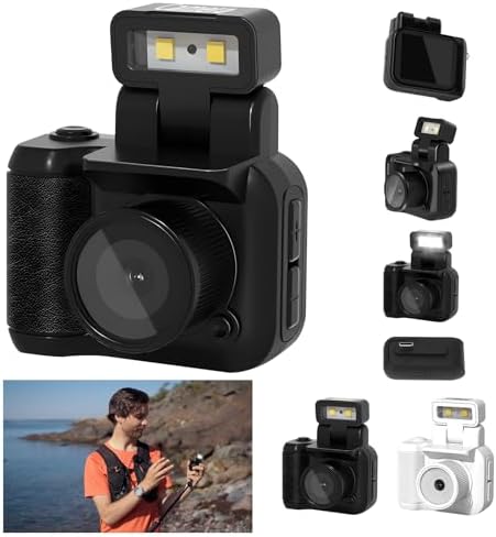 Retrosnap Mini Camera,Miniretroflex Nostalgic Camera,Retro Snap Camera,1080P Hd Mini Camera with LED Flash Light,Mini Camera Keychain,Keychain Camera for Travel (Black)