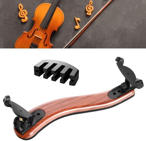 Violin Shoulder Rest for 4/4 and 3/4 Size, [Imitation Wood Grain] Violin Shoulder Rest with Comfortable Foam Pad & Height Adjustable Feet