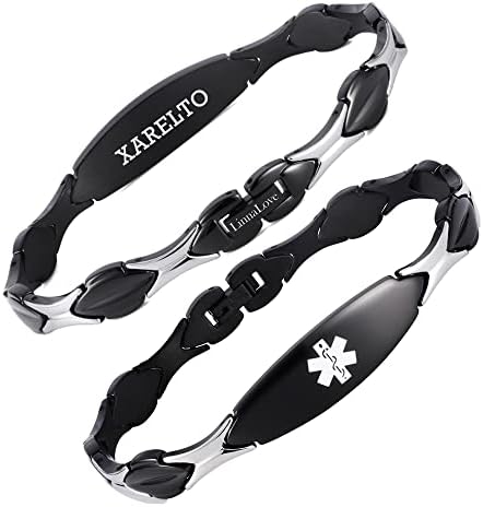 LinnaLove 7 1/2 inch Medical Alert Bracelets for women Stainless Steel Fashion Medical Bracelets Personalized Engraving