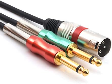 SiYear XLR 3 Pin Male to Double 6.35mm 1/4" TS Male Y Splitter Cable, Dual Mono Male (1/4 inch) 6.35mm to XLR Male Plug Stereo Microphone Cables(3.3Feet)