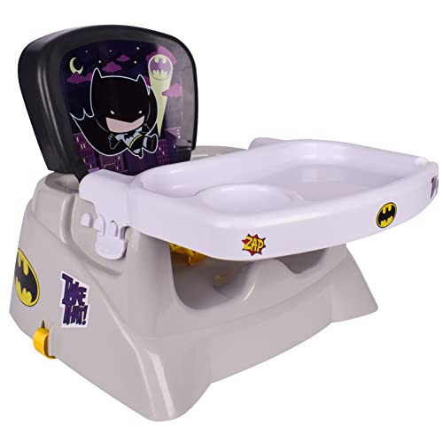Batman Portable Booster Seat 3 in 1 with Adjustable Tray and Safety Straps, Portable Toddler Chair for Dining Table, Floor Seat, Indoor/Outdoor Use, Compact Fold, Dishwasher Safe