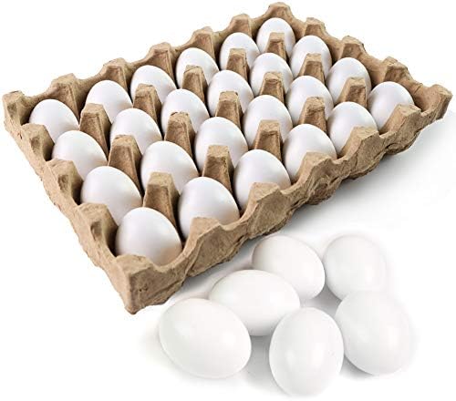 SallyFashion 24 PCS White Wooden Eggs Easter Eggs Fake Eggs for Children DIY Game, Kitchen Craft Adornment, Toy Foods