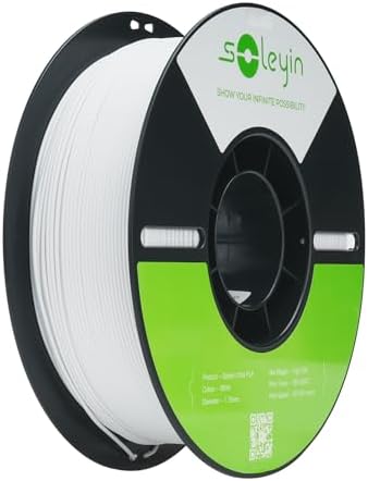 3D Printer Filament 1.75mm Ultra PLA Filament High Speed 30-300mm/s Accuracy +/- 0.02mm, 1kg Spool (2.2lbs), Fit Most FDM 3D Printer, Soleyin by Creality Filament, PLA White