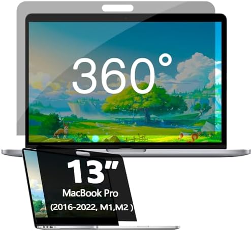 360 ° MacBook Air/Pro 13 Privacy Protect Screen, Privacy Filter Film for MacBook Pro 13 Inch (2016-2022, M1, M2) and MacBook Air 13 Inch (2018-2021, M1) Comprehensive,anti-glare and anti-blue light