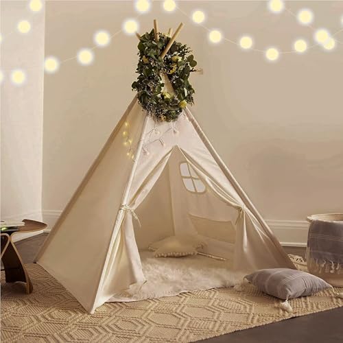 Kids Teepee Tent for Kids - with Light String | Play Tent | Toddler Teepee Shelter for Girls & Boys