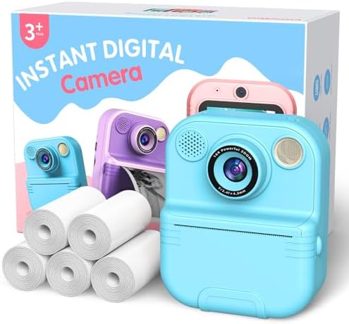 Kids Camera Instant Print Digital Toddler Camera for 3-12 Year Olds, Gift for Boys and Girls - Perfect for Birthdays, Christmas, Fun Photo Toy (Blue)