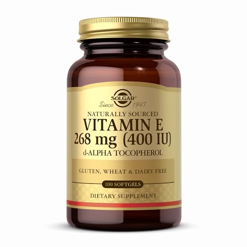 SOLGAR Vitamin E 268 mg (400 IU) - 100 Softgels - Naturally-Sourced Vitamin E as d-Alpha Tocopherol - Gluten Free, Dairy Free - 100 Servings