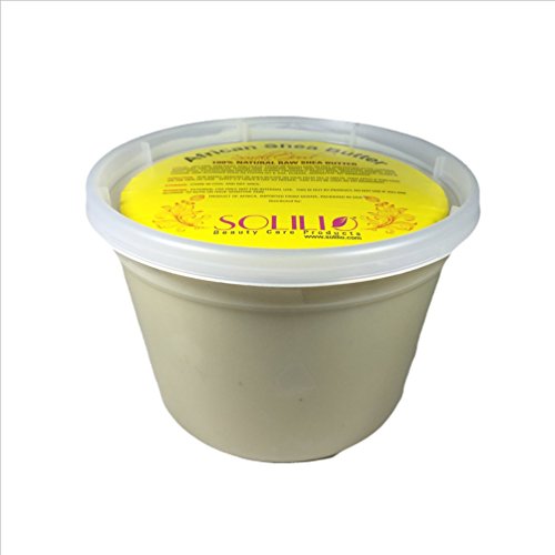 Pure Unrefined African Shea Butter, natural and handmade, ivory color, packed in 16 oz food grade resealable container, 1 Unit