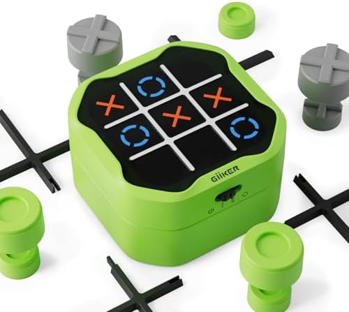 GiiKER Tic Tac Toe Bolt, 3-in-1 Handheld Puzzle Console, Portable Travel Games for Kids and Adults, Birthday Gifts