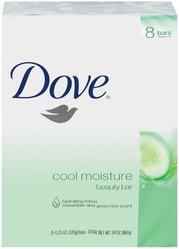 Dove Beauty Bar, Cool Moisture, 8 Count (4.25 Ounce Each) (Pack of 2)