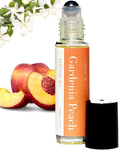Gardenia Peach Delicious Pure Essential and Fragrance Oil Perfume Roll On with Organic Jojoba Oil, Eau de Toilette, Small-Batch, Made in California